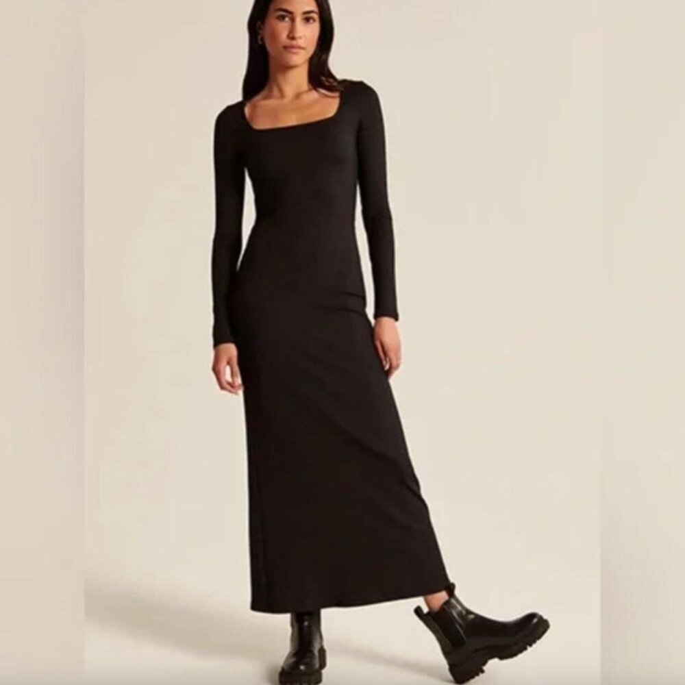 Abercrombie & Fitch Black Ribbed Maxi